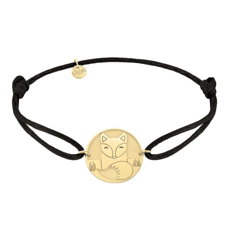 Bracelet cordon renard Or jaune 18 carats noir