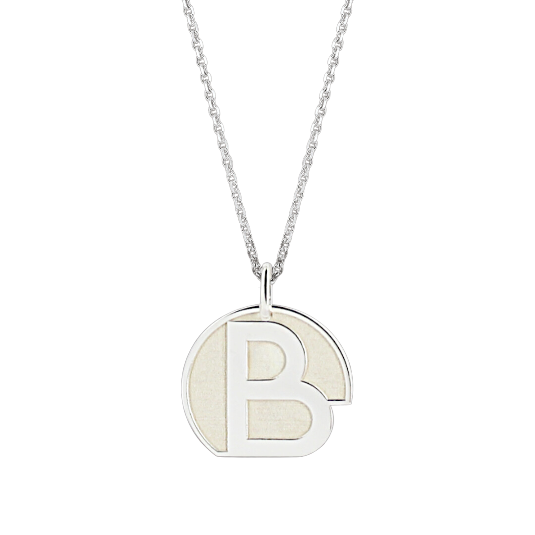 Pendentif lettre B or 18 carats Pendentif lettre B argent 925 rhodié