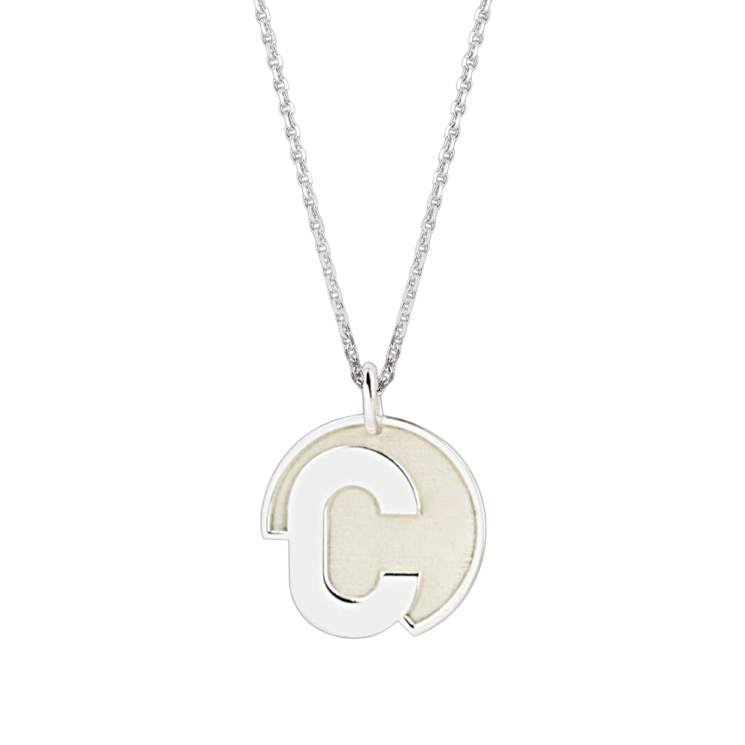 Pendentif lettre C or 18 carats Pendentif lettre C argent 925 rhodié