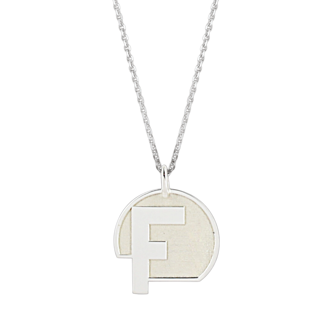 Pendentif lettre F or 18 carats Pendentif lettre F argent 925 rhodié