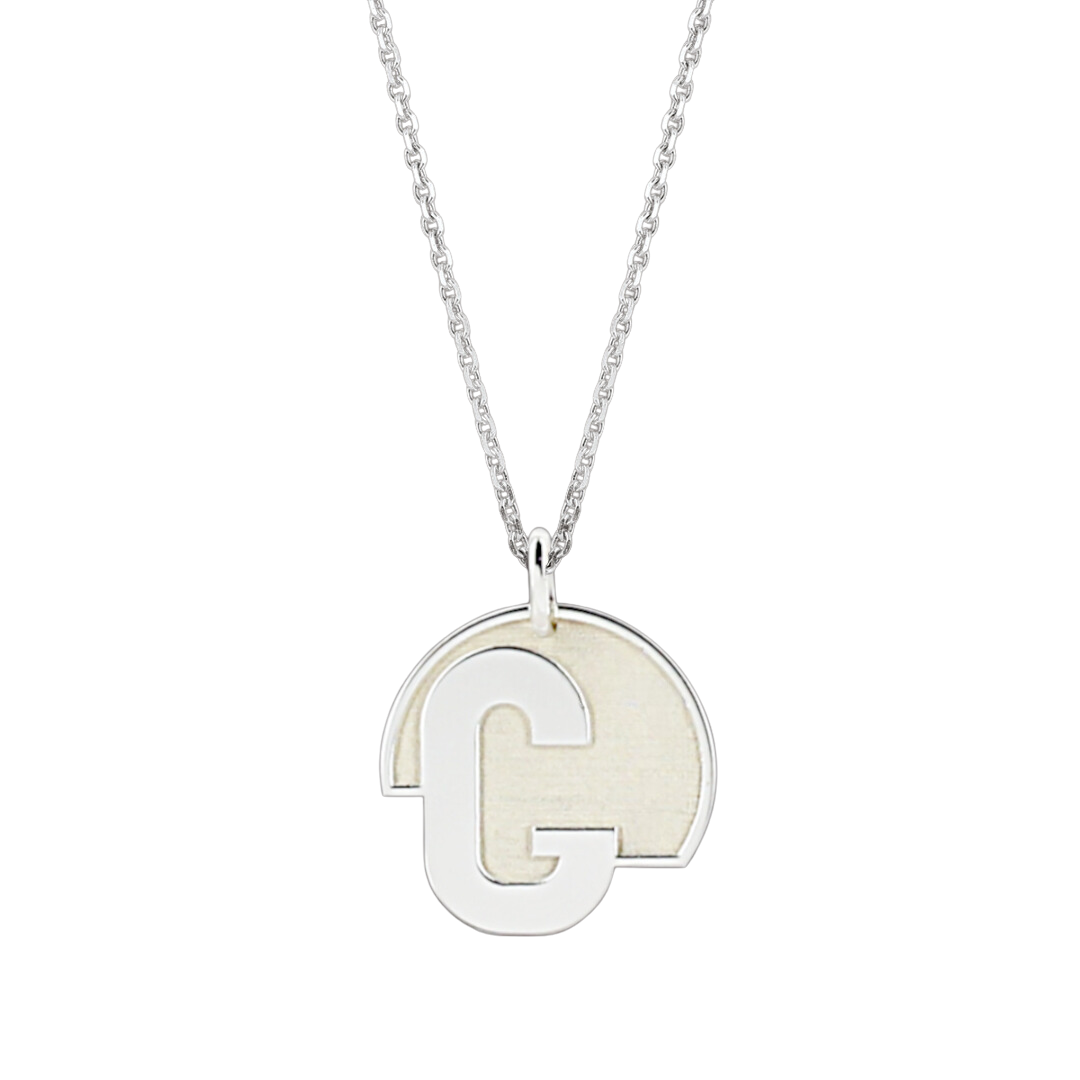 Pendentif lettre G or 18 carats Pendentif lettre G argent 925 rhodié