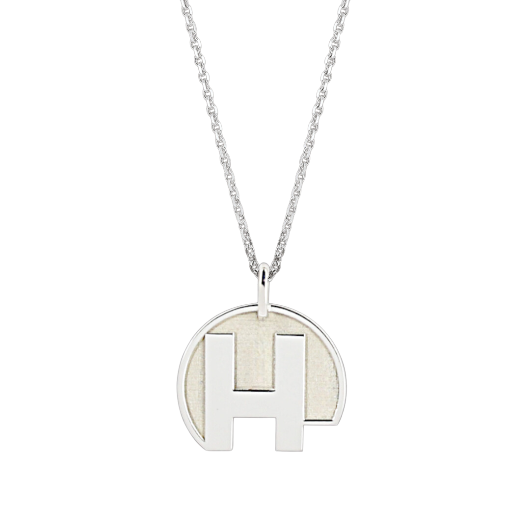 Pendentif lettre H or 18 carats Pendentif lettre H argent 925 rhodié