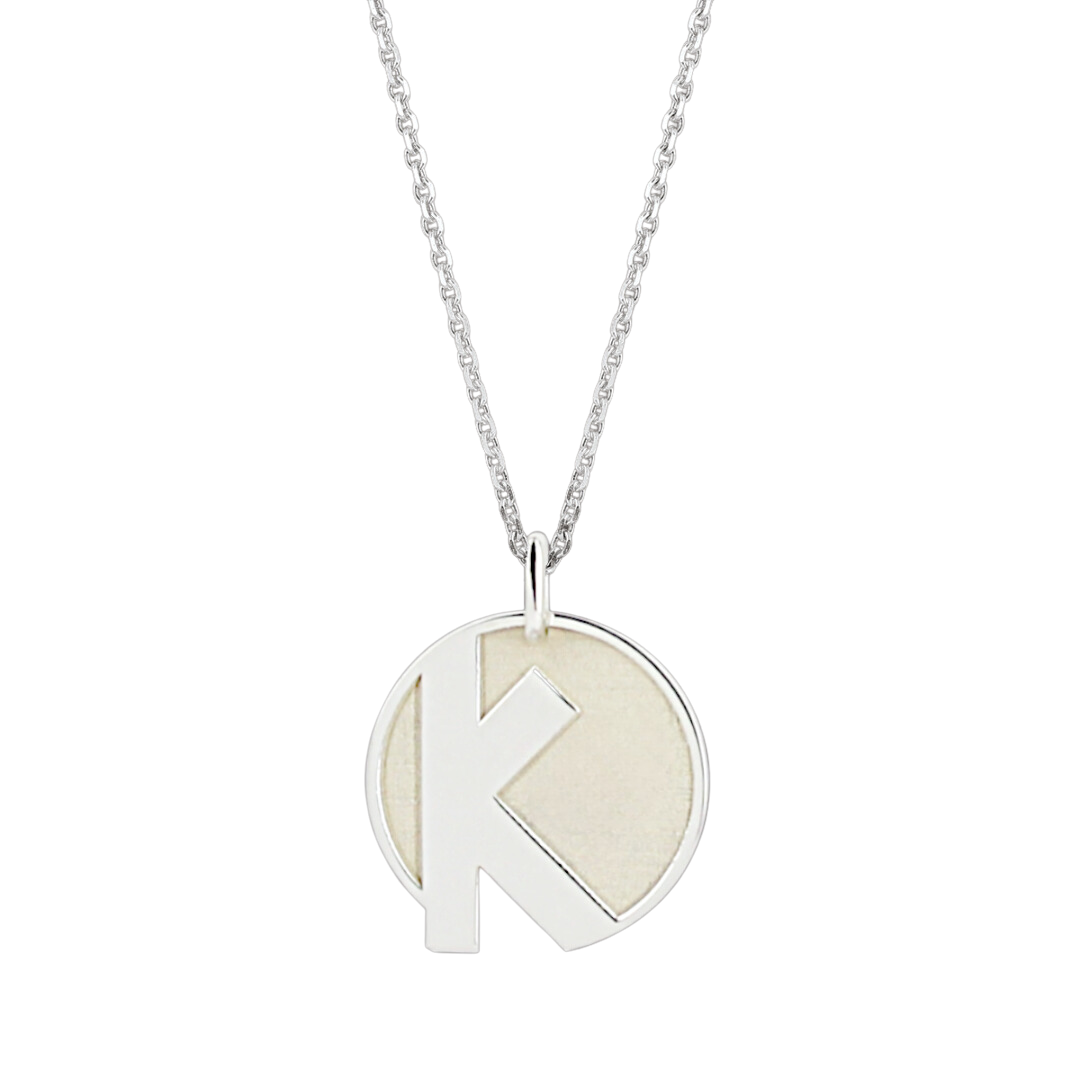 Pendentif lettre K or 18 carats Pendentif lettre K argent 925 rhodié