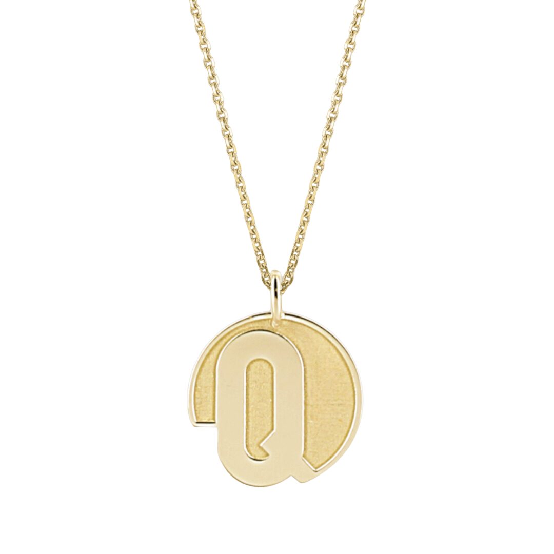 Pendentif lettre Q or 18 carats OR JAUNE