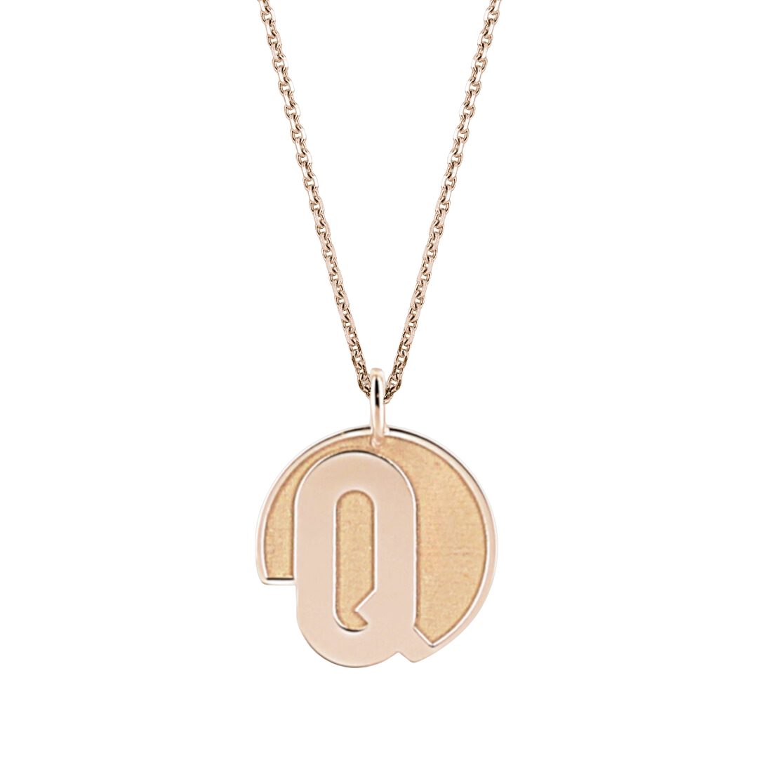 Pendentif lettre Q or 18 carats OR ROSE