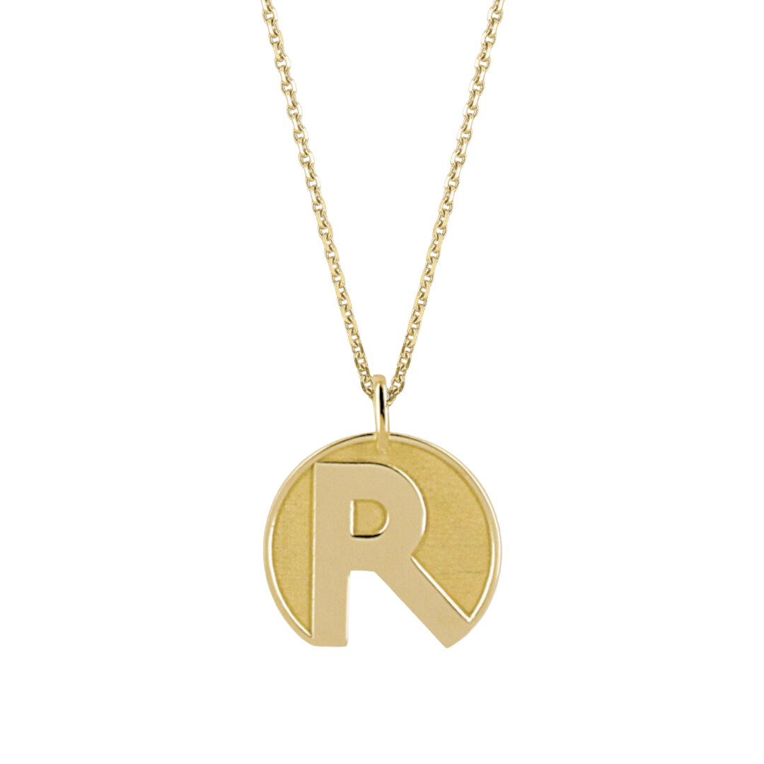 Pendentif lettre R or 18 carats OR JAUNE