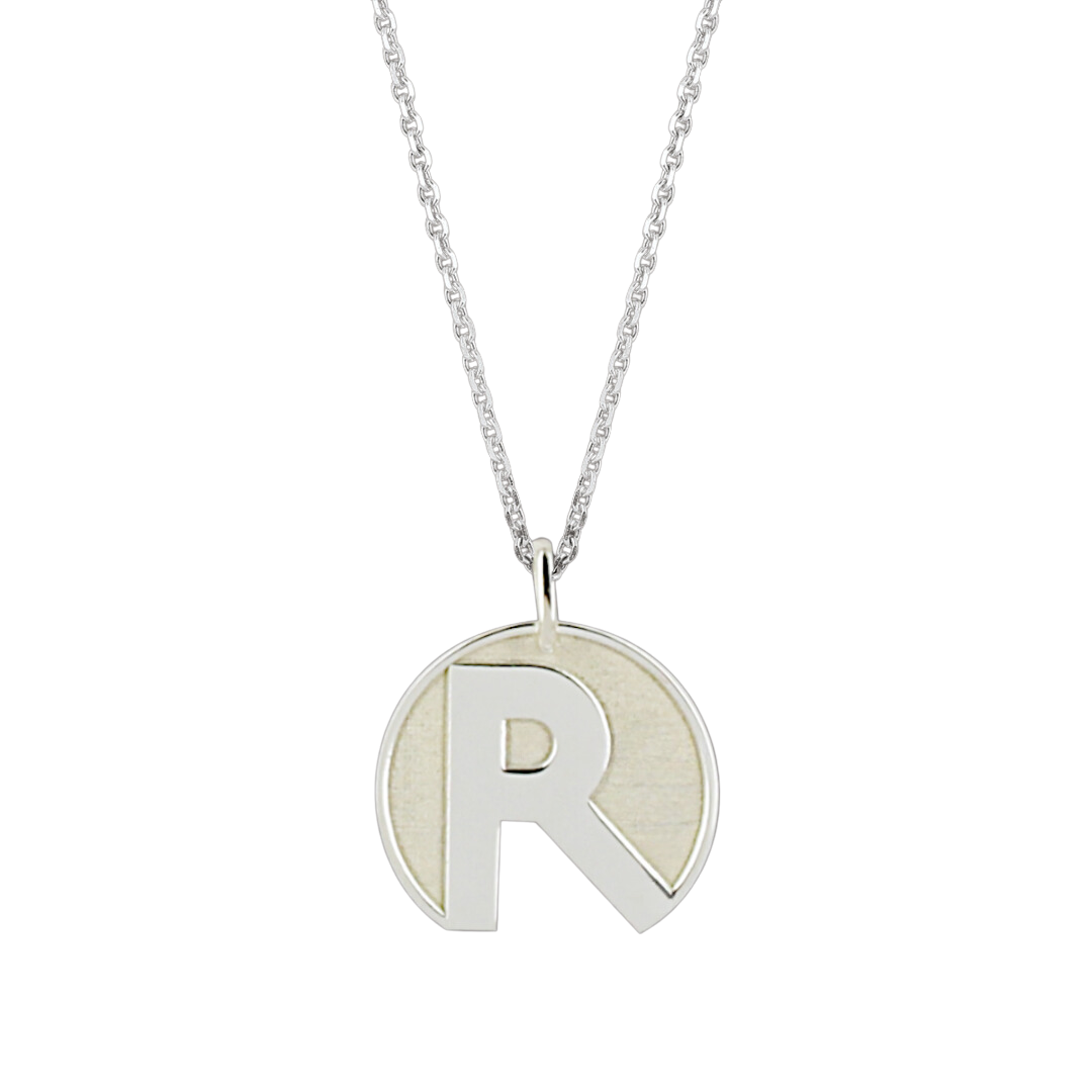 Pendentif lettre R or 18 carats Pendentif lettre R argent 925 rhodié