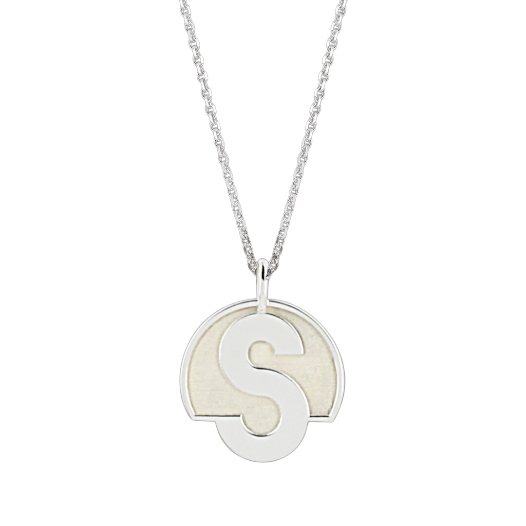 Pendentif lettre S or 18 carats Pendentif lettre S argent 925 rhodié