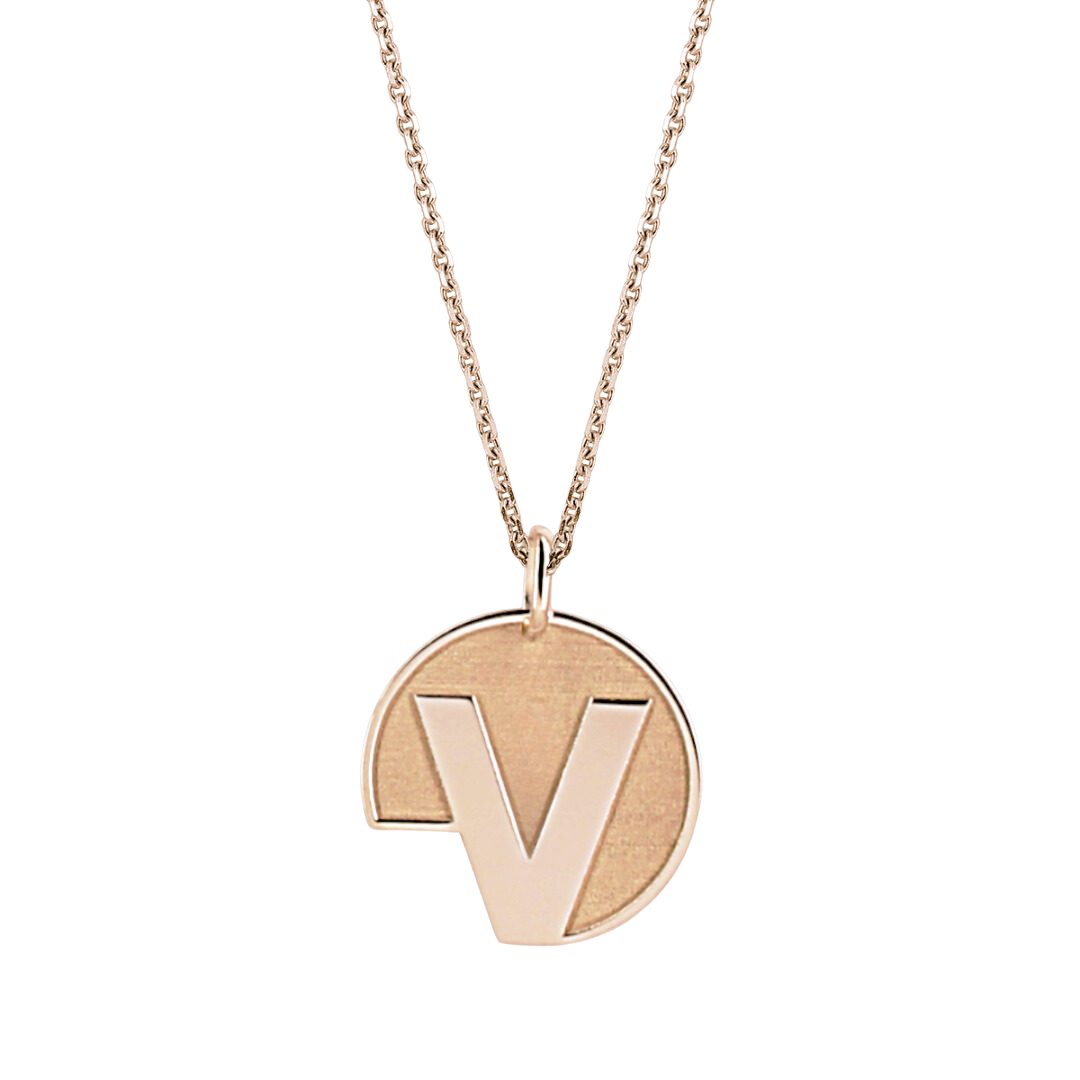 Pendentif lettre V or 18 carats OR ROSE