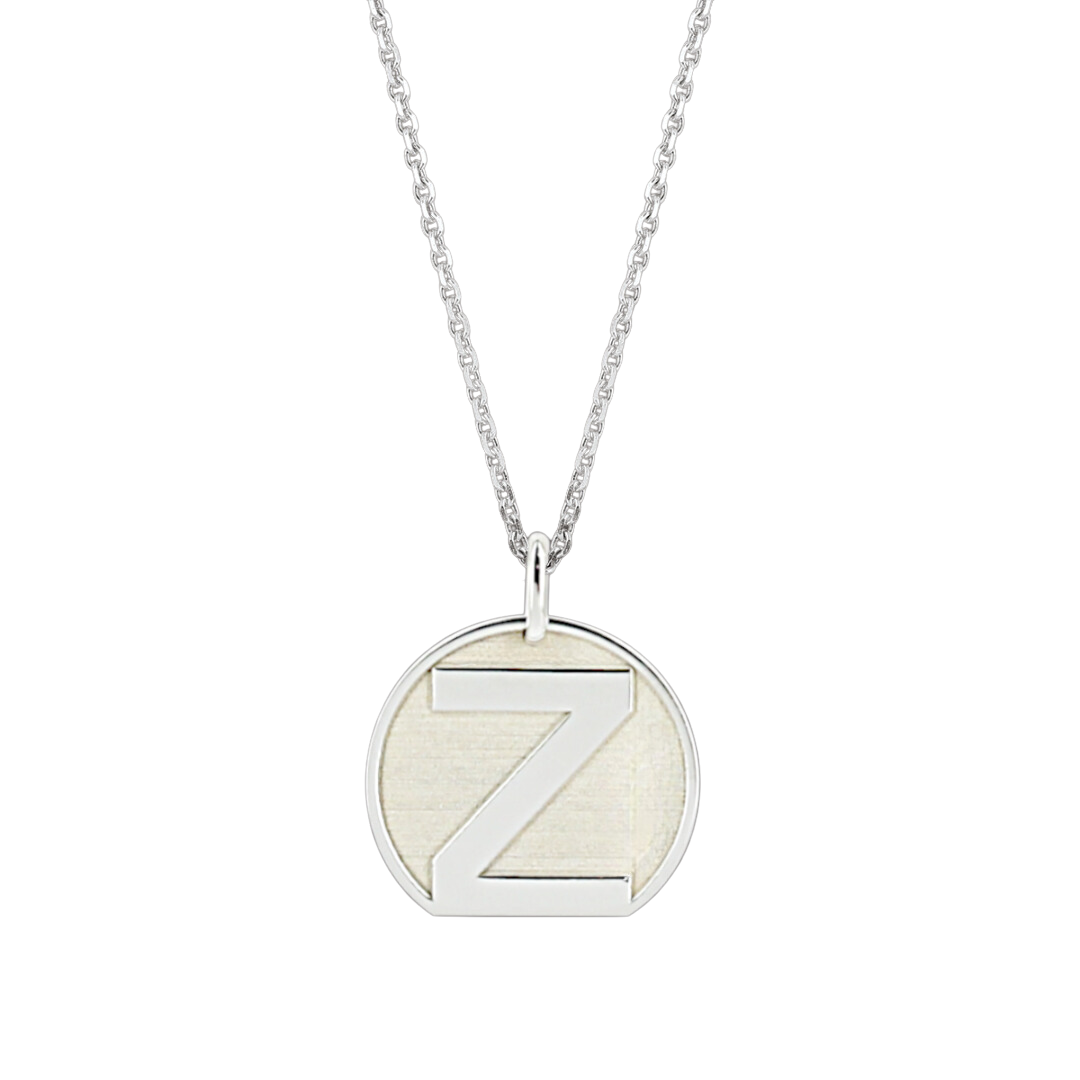 Pendentif lettre Z or 18 carats Pendentif lettre Z argent 925 rhodié