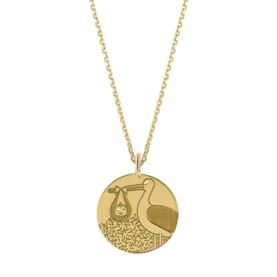 pendentif cigogne en or jaune
