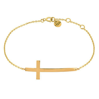 bracelet chaine croix arquée grande en or jaune