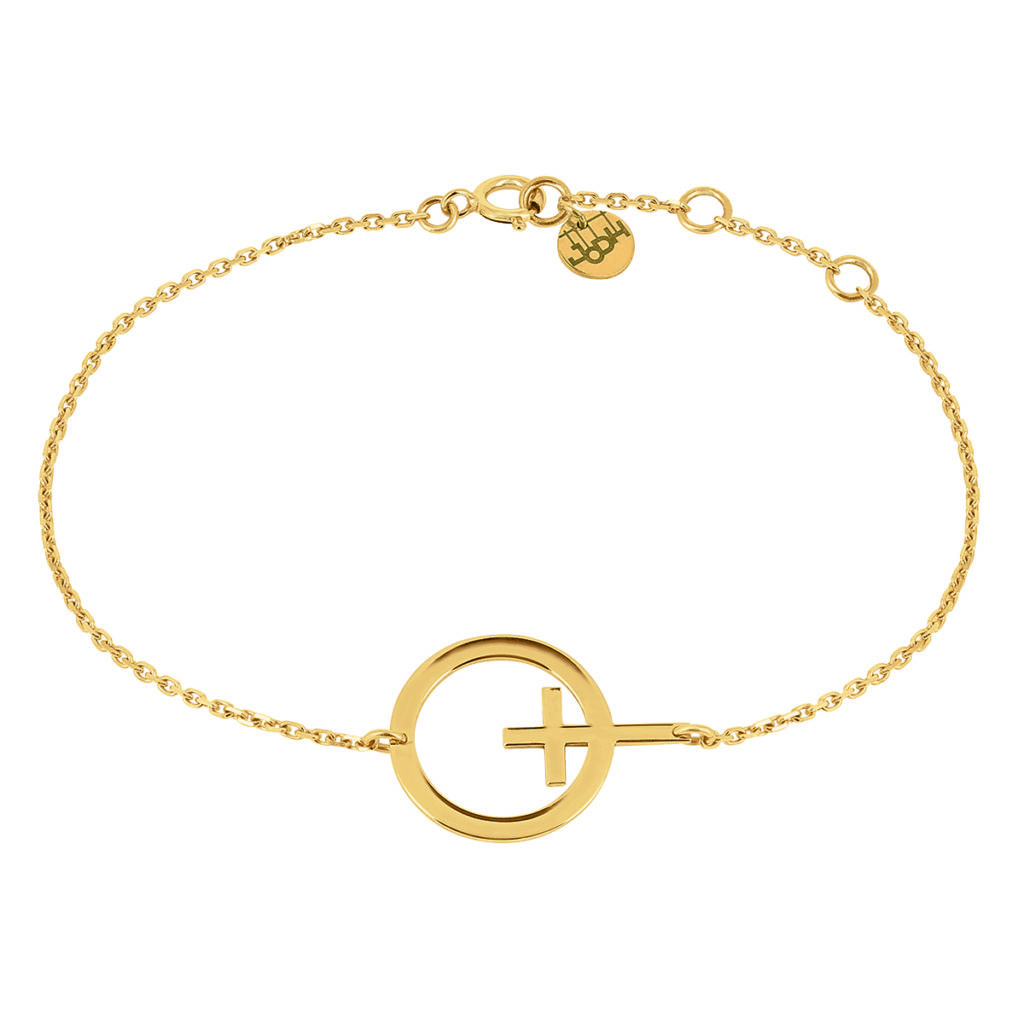 bracelet chaine croix céleste en or jaune 18 carats