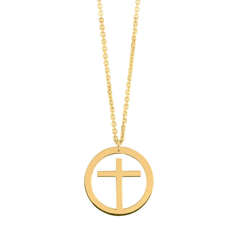 pendentif collier croix éternité en or jaune 18 carats
