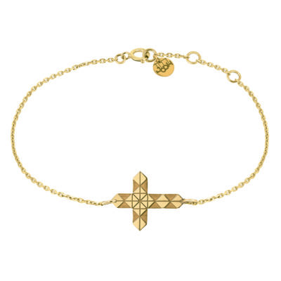 bracelet chaine croix facette en or jaune 18 carats