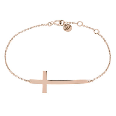 bracelet chaine croix arquée grande en or rose