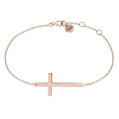 bracelet chaine croix arquée petite en or rose