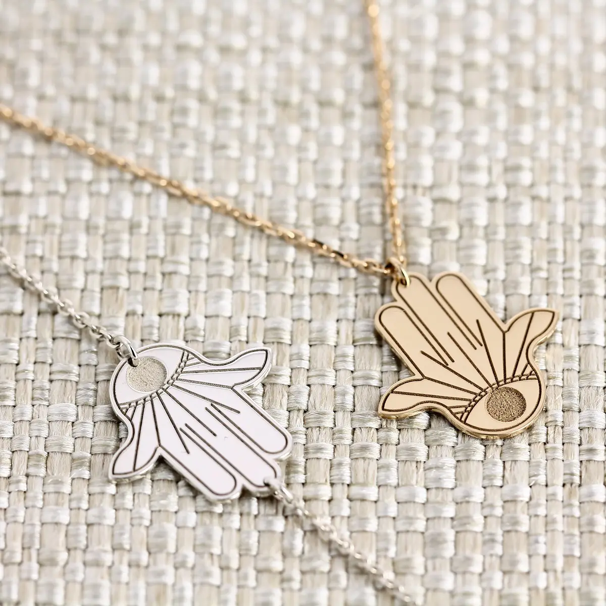 Pendentif Main De Fatma Avec étoile De David - Plaqué Or Jaune 18 Carats, Neuf Avec étiquettes - Mixte
