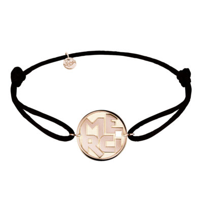 bracelet cordon MERCI en or rose