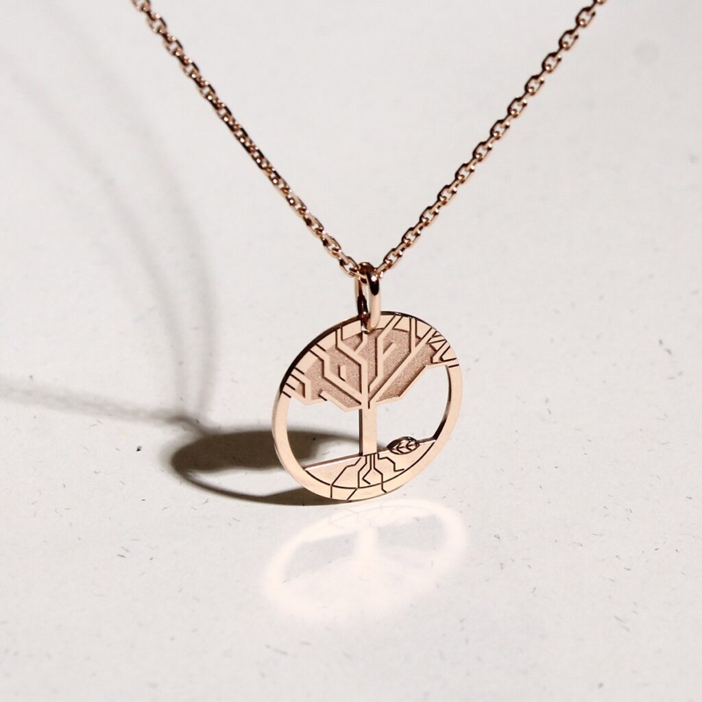 pendentif arbre de vie en or rose