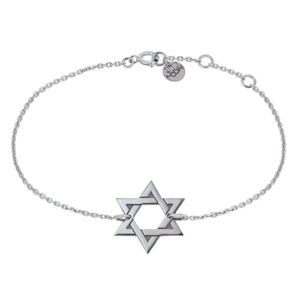 Bracelet Chaîne Étoile de David en Argent 925 millièmes rhodié