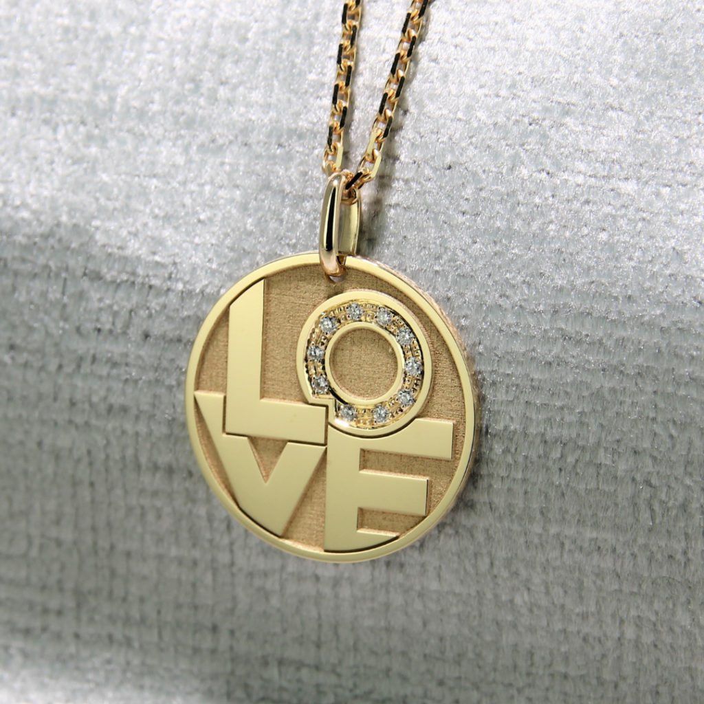 Pendentif Love Diamant Pendentif LOVE or jaune et diamant