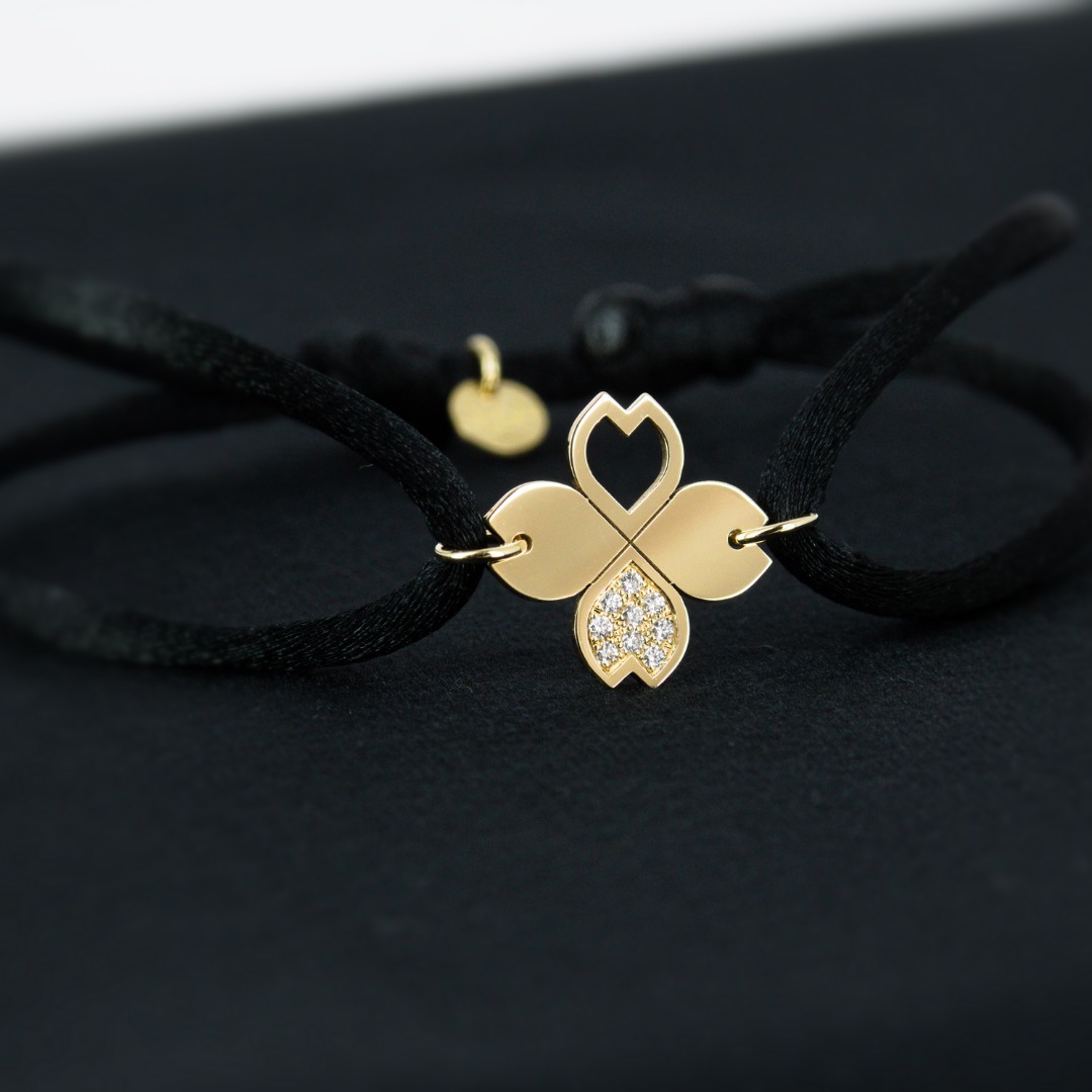 Diamond Clover Cord Bracelet