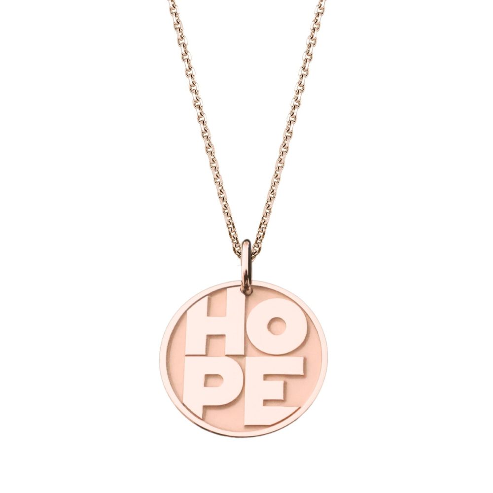 pendentif medaille hope, espoir or rose
