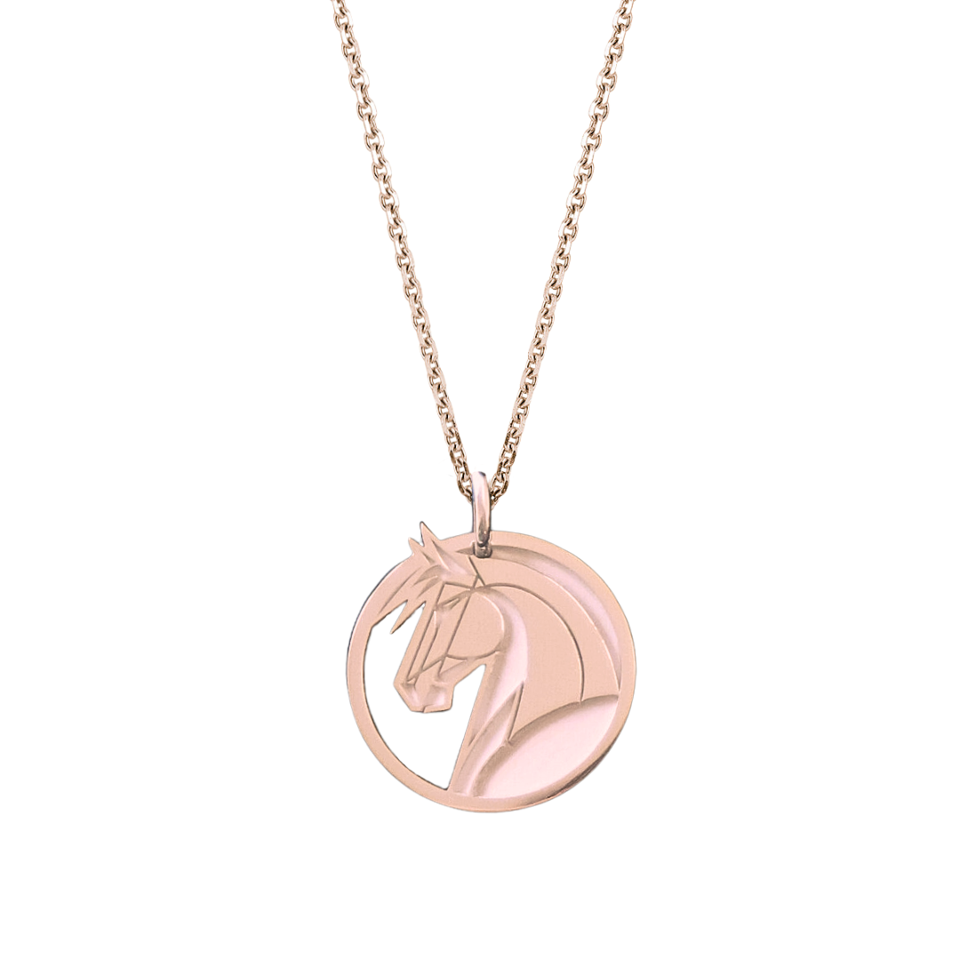 Pendentif cheval or 18 carats rose collier cheval enfant